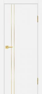 Межкомнатная дверь P-20 AL золотой молдинг Белый матовый